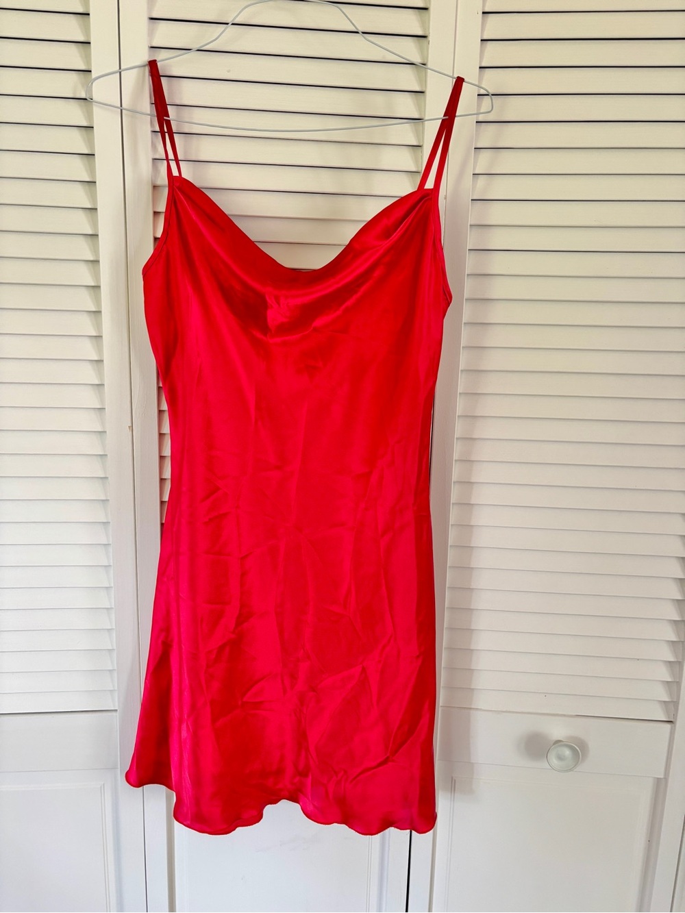 Vintage Bebe Red Satin Cowl Neck Slip Dress Large